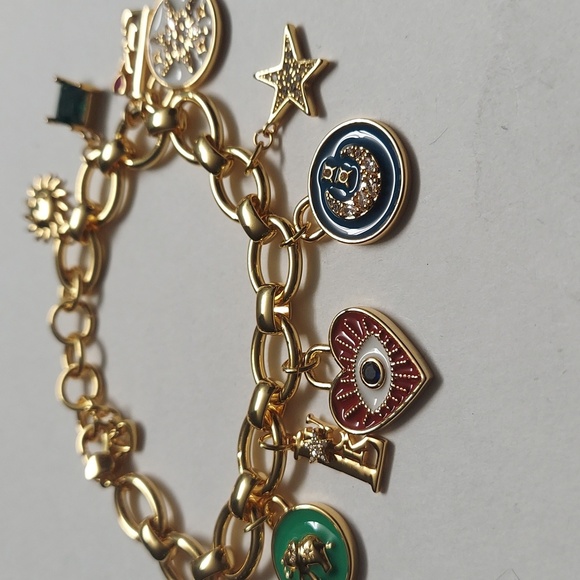 Kate Spade Like Magic Charm Bracelet Gold Tone Charms with Colorful - Picture 7 of 10